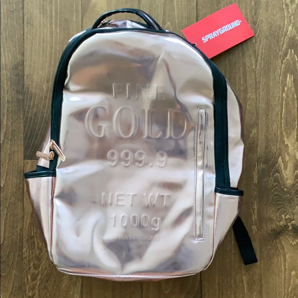 Rose-gold metallic backpack